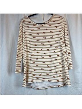 Serengeti 100% Cotton fox print striped long sleeve top casual comfy